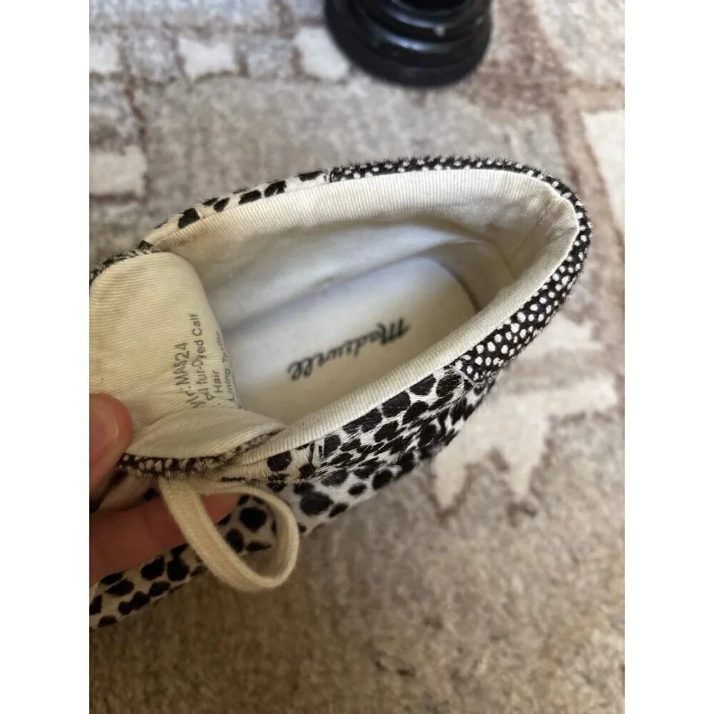 Madewell Sidewalk High Top Sneakers in Spot Mix Suede Calf Hair Size 7.5